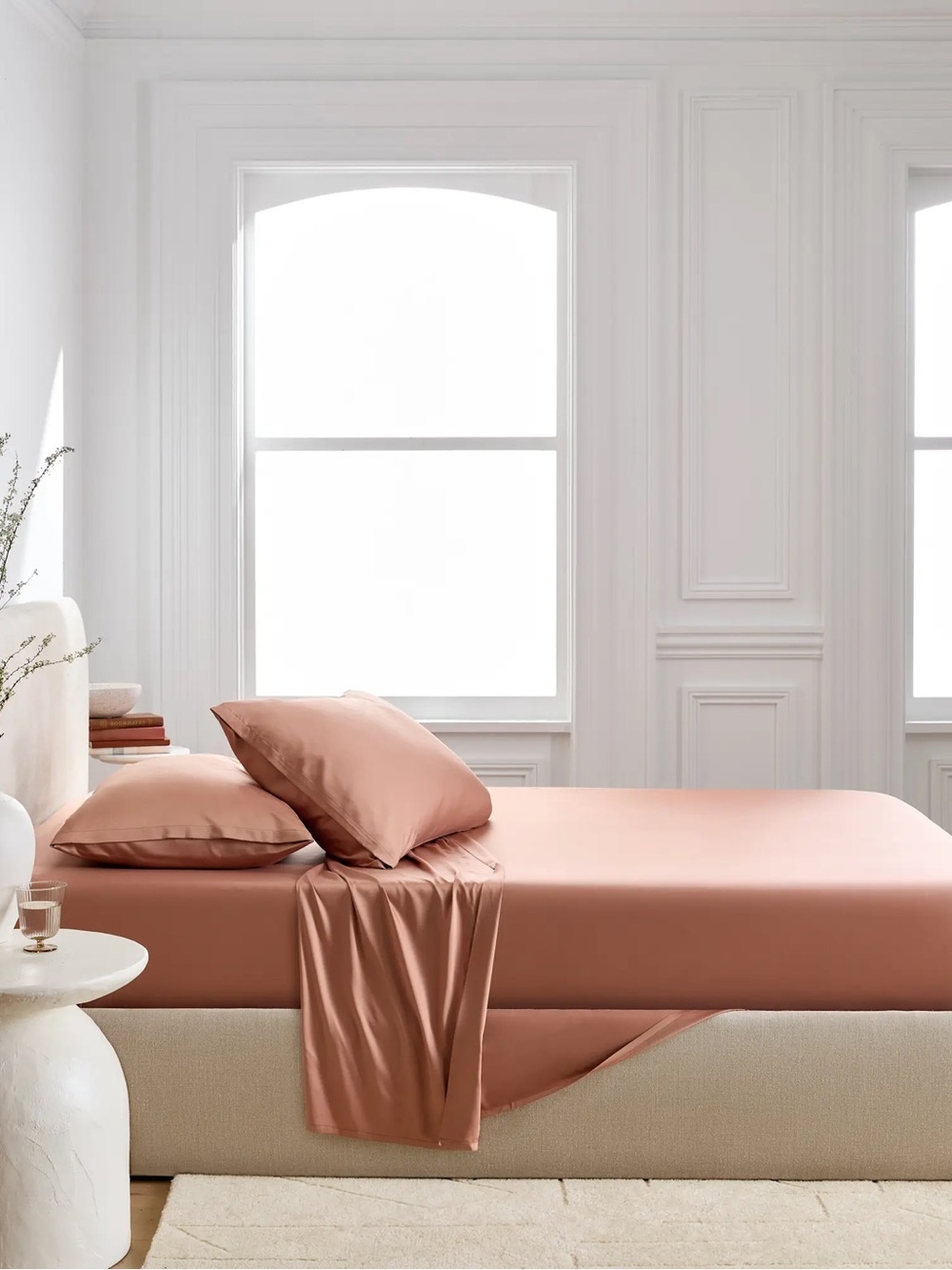 QUINCE Bamboo Flat Sheet & Fitted Sheet Set Cal King Clay 7343